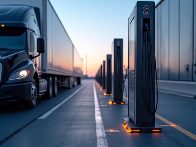 Heavy-duty electric truck charging terminal at Lucky U Baltimore base
