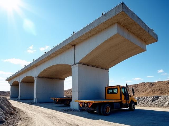 Construction crane lifting bridge beams at a Baltimore project site