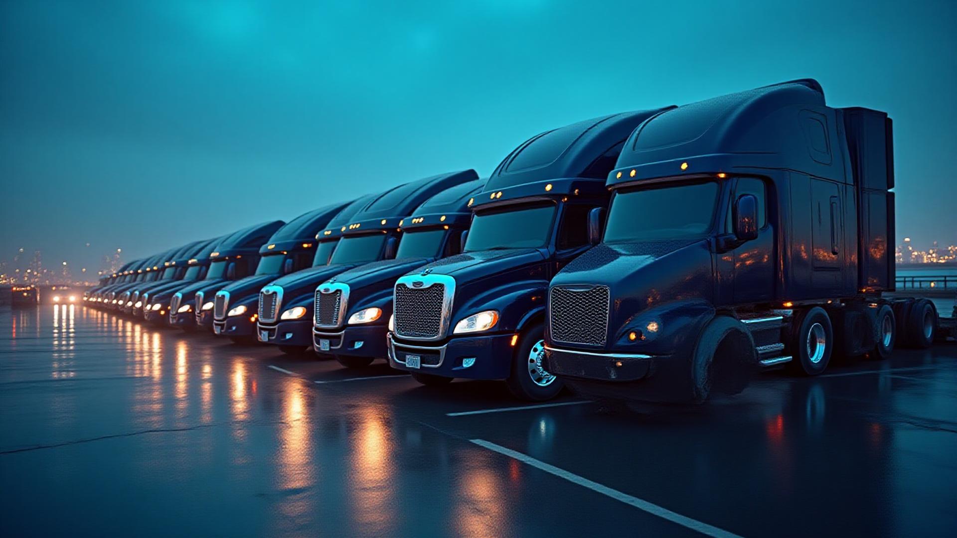 Modern logistics fleet at Baltimore port at dusk