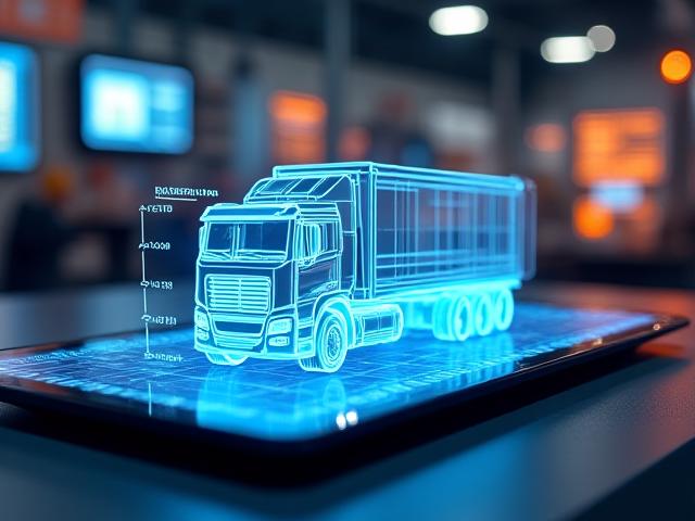 Close up of a high-tech logistics dashboard showing precise cargo measurements